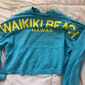 Blue Waikiki beach Hawaii crop long sleeve